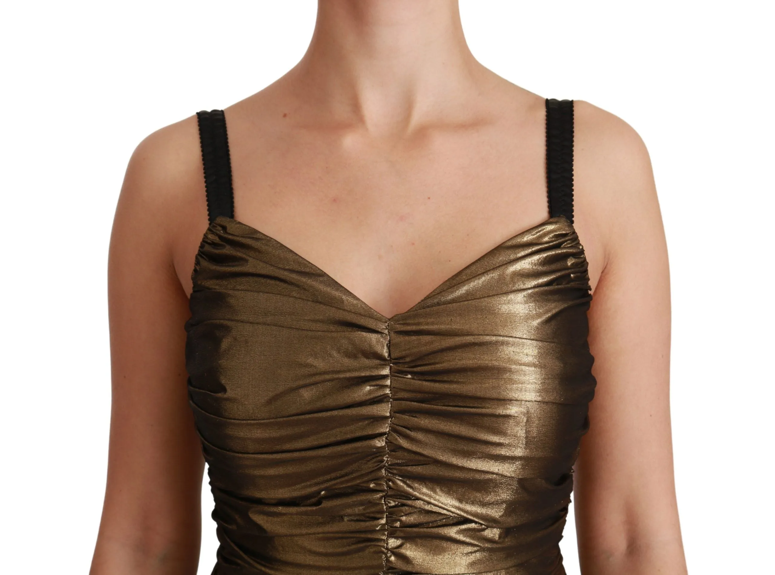 Gold Metallic Stretch Bodycon Ruched Dress sold by Lord & Taylor product image thumbnail 5