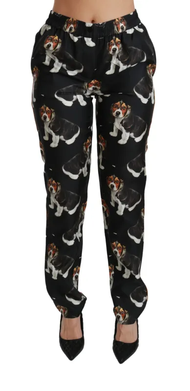 Black Puppy Dog Mid Waist Skinny Silk Pants sold by Lord & Taylor