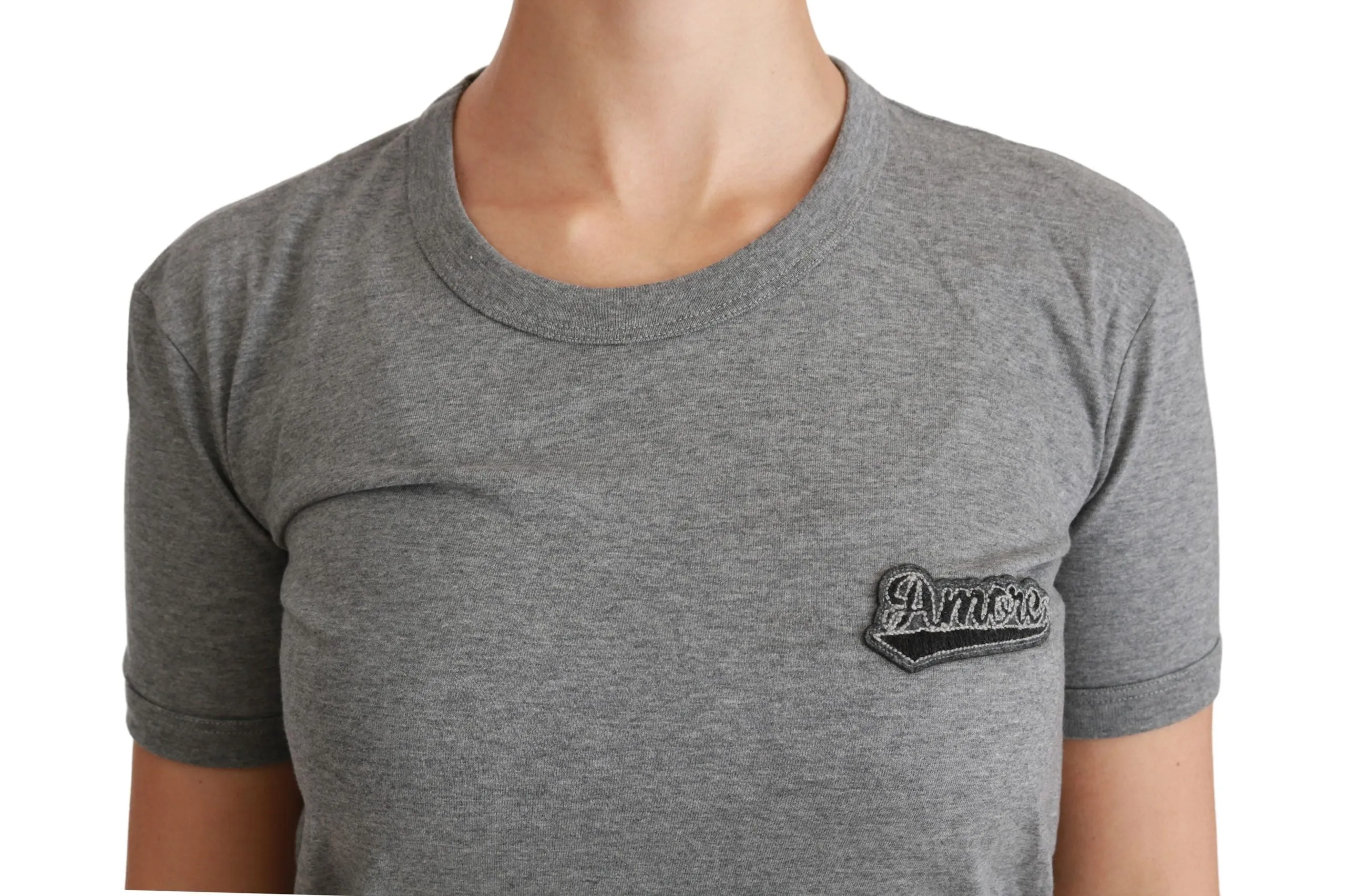 Gray Crewneck Amore Patch Cotton Top T-shirt sold by Lord & Taylor product image thumbnail 5