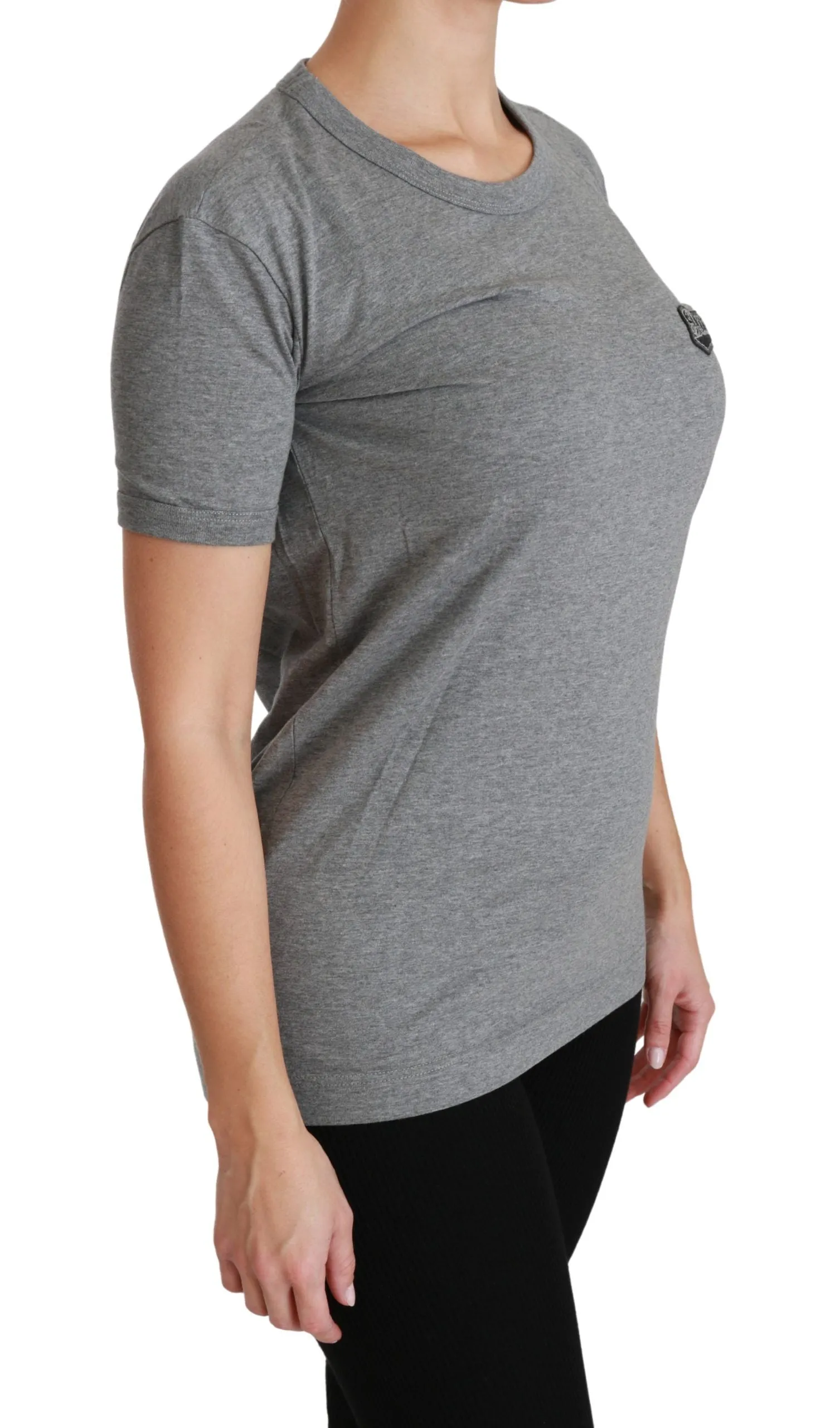 Gray Crewneck Amore Patch Cotton Top T-shirt sold by Lord & Taylor product image thumbnail 2