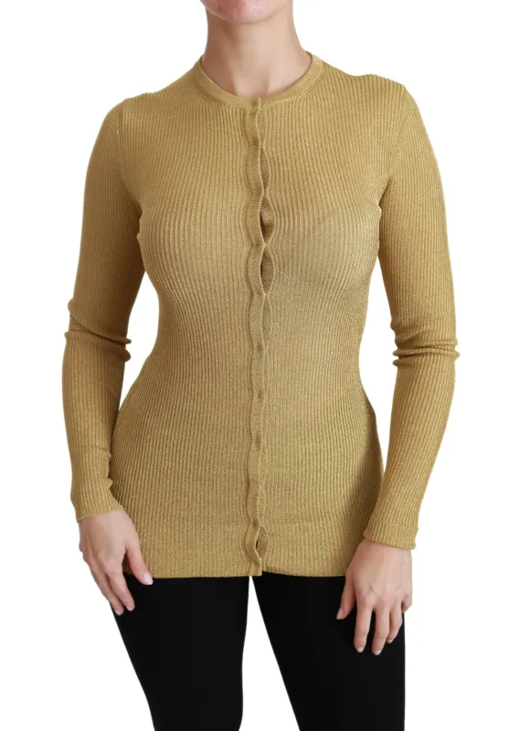 Gold Long Sleeve Cardigan Viscose Sweater sold by Lord & Taylor