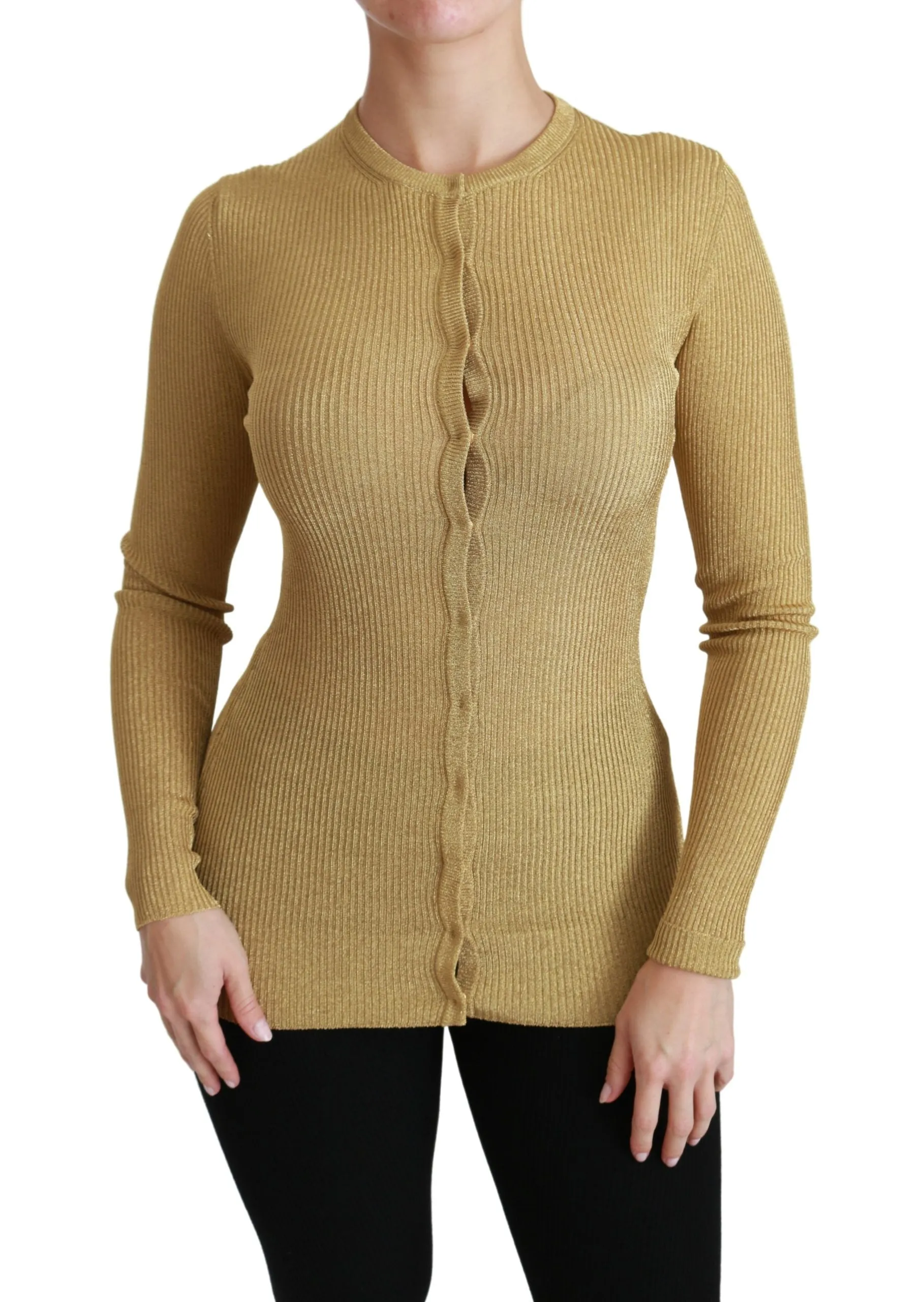 Gold Long Sleeve Cardigan Viscose Sweater sold by Lord & Taylor