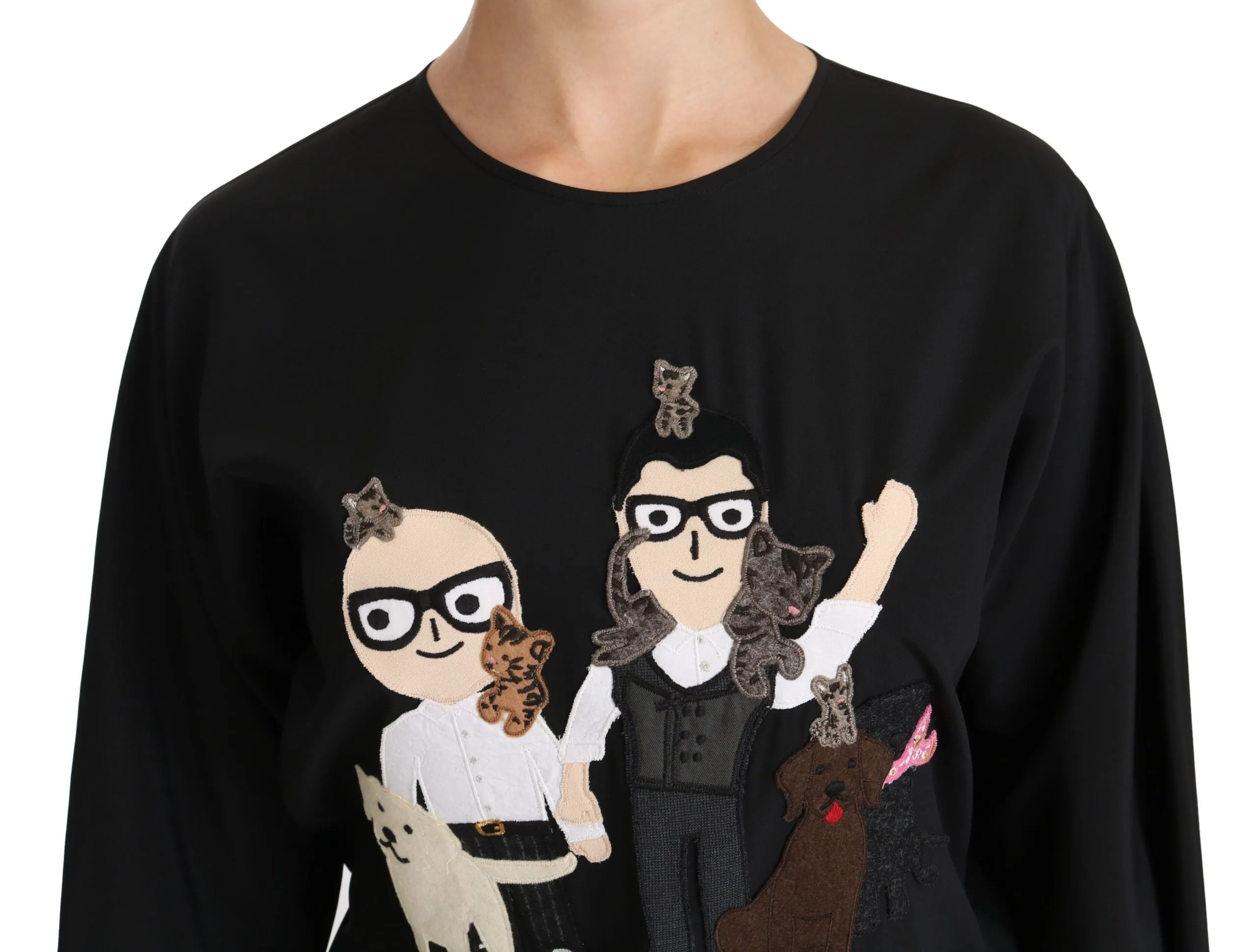 Black #dgfamily Top T-shirt Silk Blouse sold by Lord & Taylor product image thumbnail 5