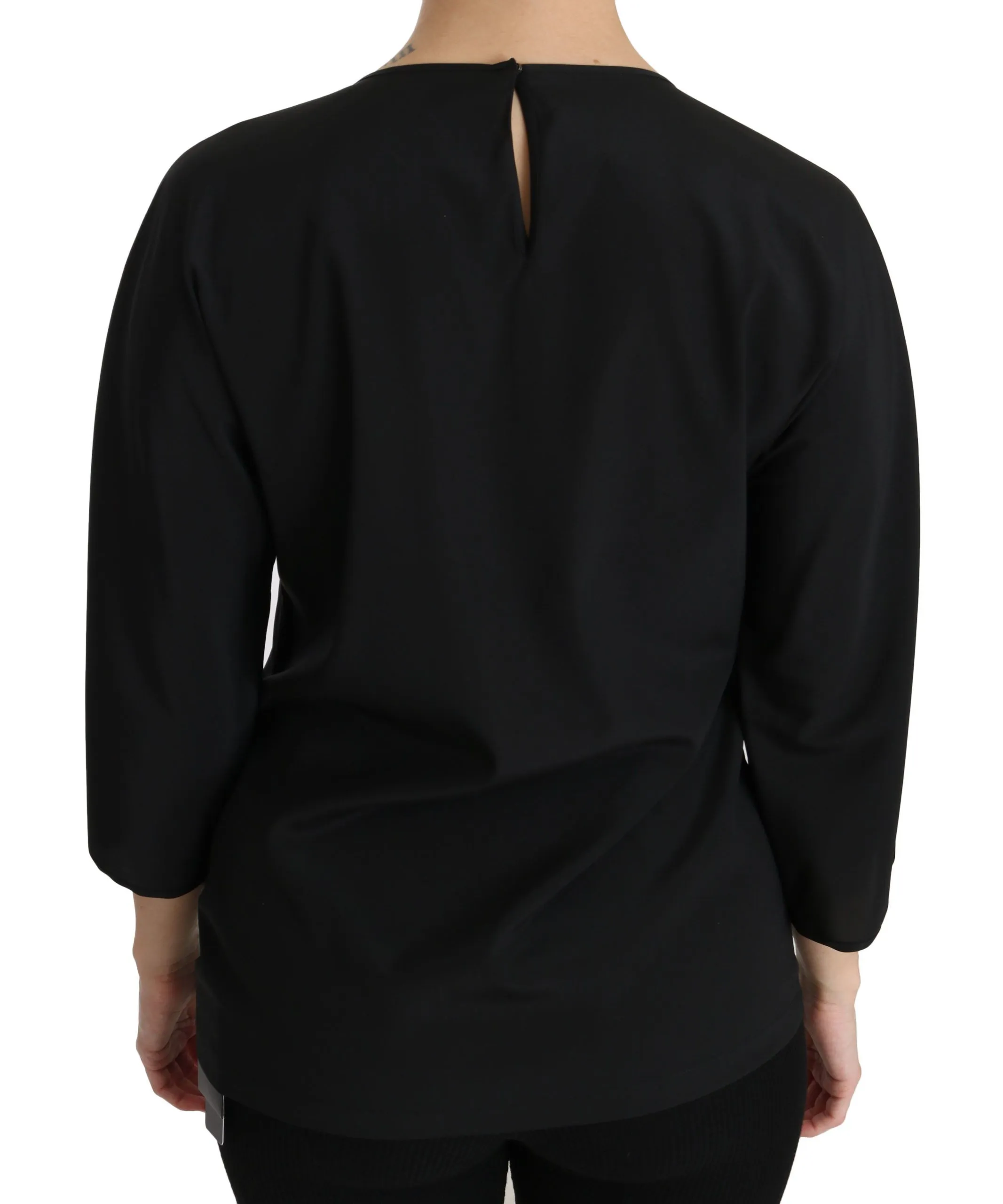Black #dgfamily Top T-shirt Silk Blouse sold by Lord & Taylor product image thumbnail 4