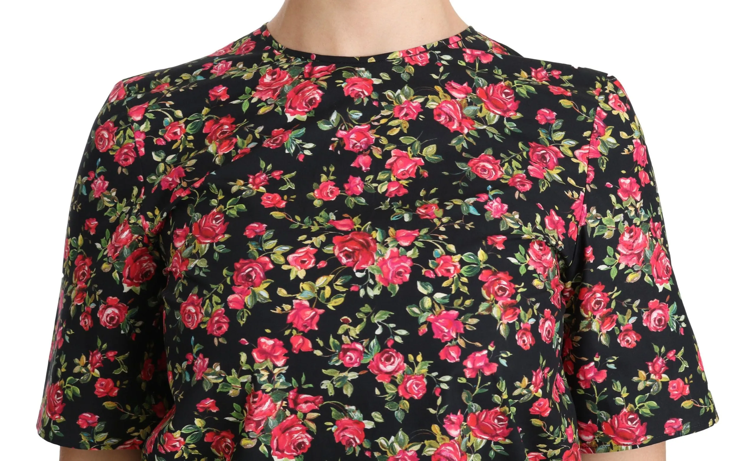 Black Floral Roses Short Sleeve Top Blouse sold by Lord & Taylor product image thumbnail 5