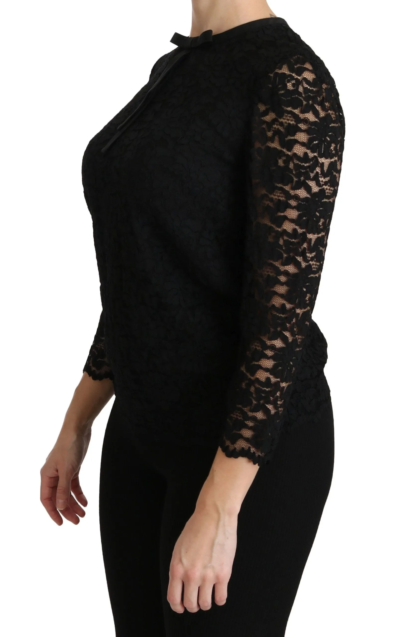 Black Lace Long Sleeve Nylon Blouse sold by Lord & Taylor product image thumbnail 3