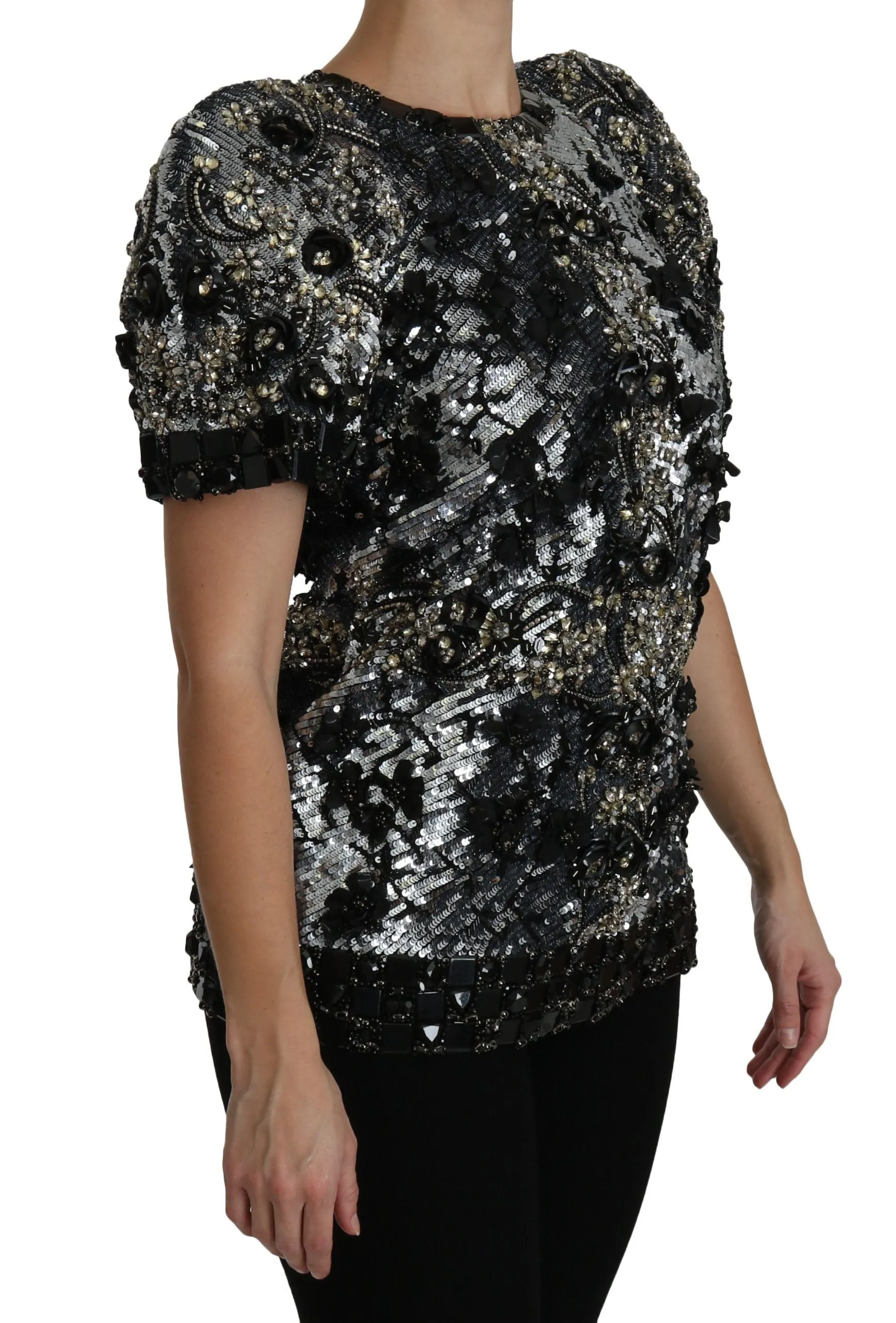 Black Sequined Crystal Embellished Top Blouse sold by Lord & Taylor product image thumbnail 2