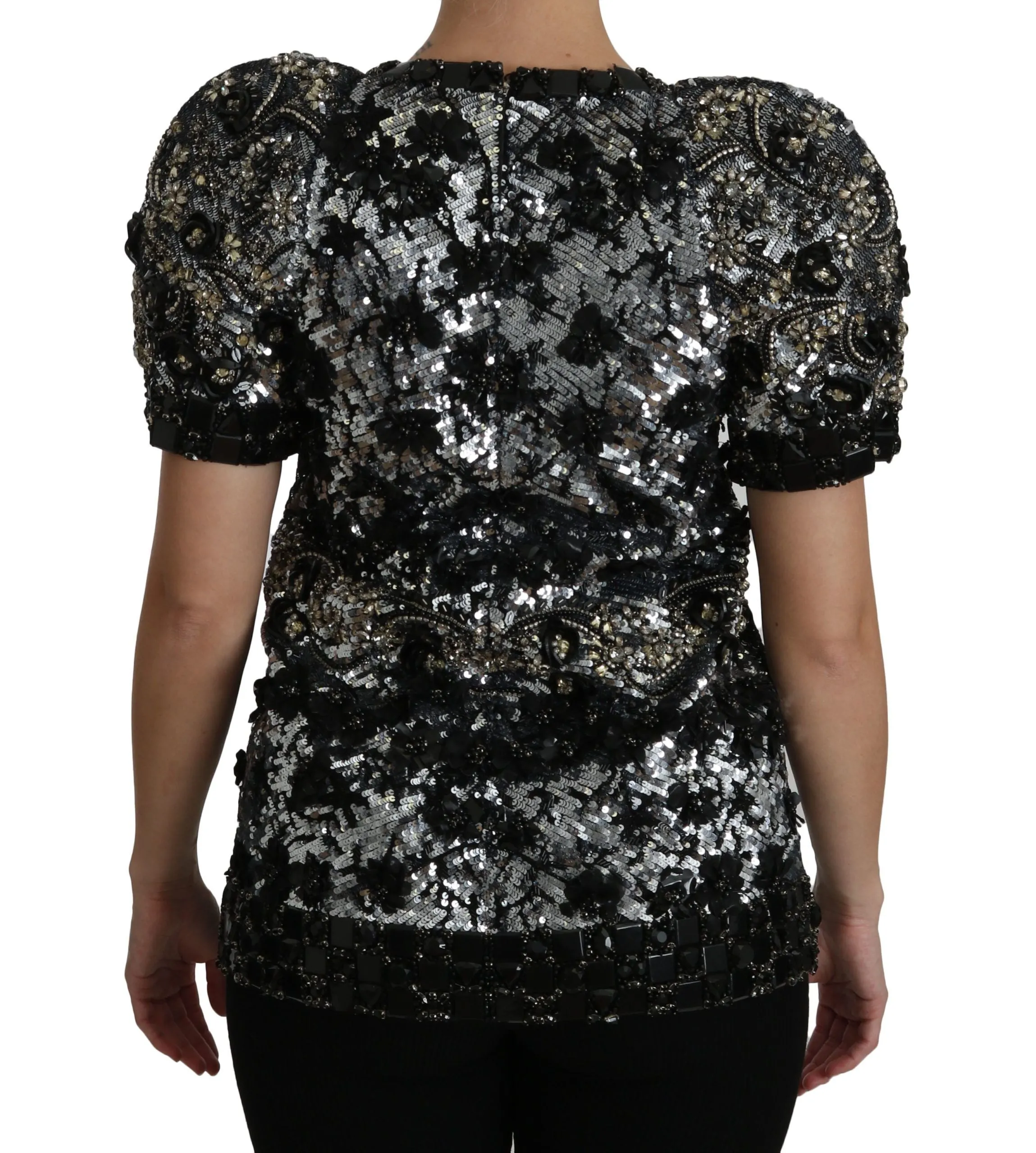 Black Sequined Crystal Embellished Top Blouse sold by Lord & Taylor product image thumbnail 4