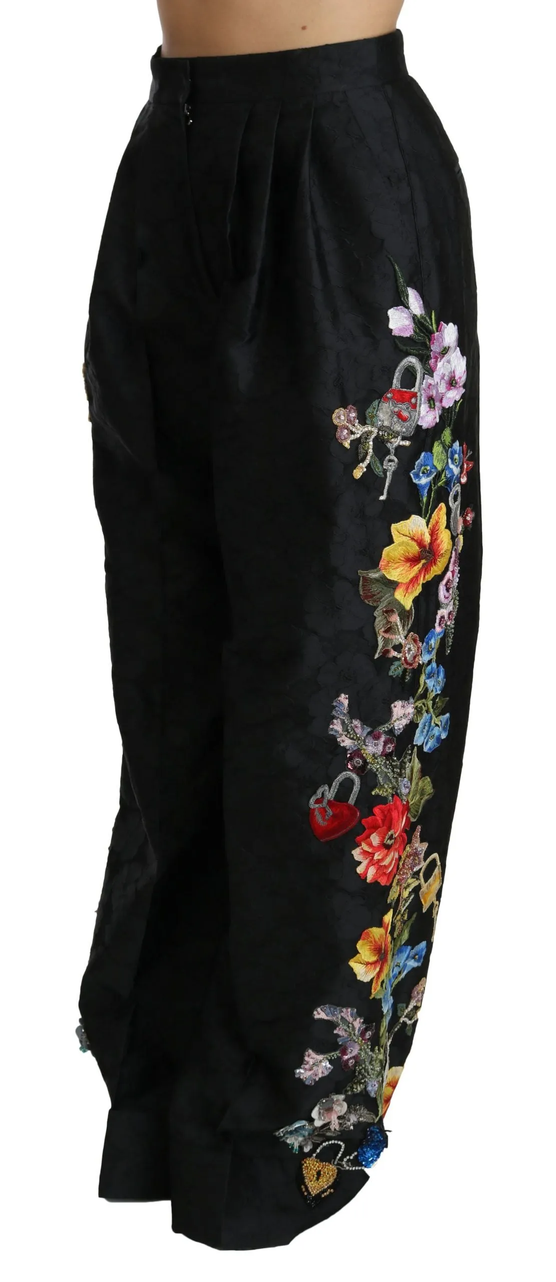 Black Brocade Floral Sequined Beaded Pants sold by Lord & Taylor product image thumbnail 4