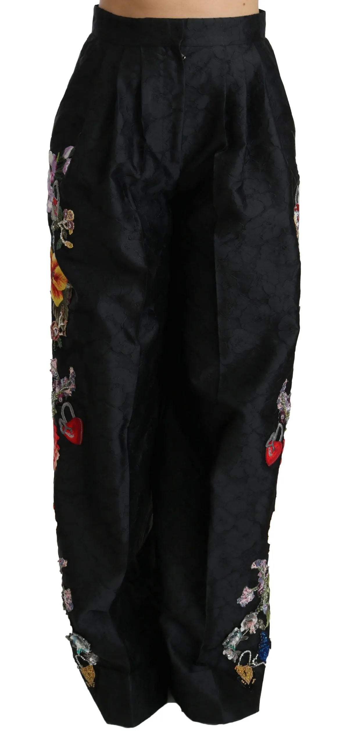 Black Brocade Floral Sequined Beaded Pants sold by Lord & Taylor