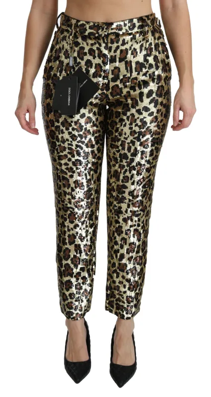 Brown Leopard Sequined High Waist Pants sold by Lord & Taylor