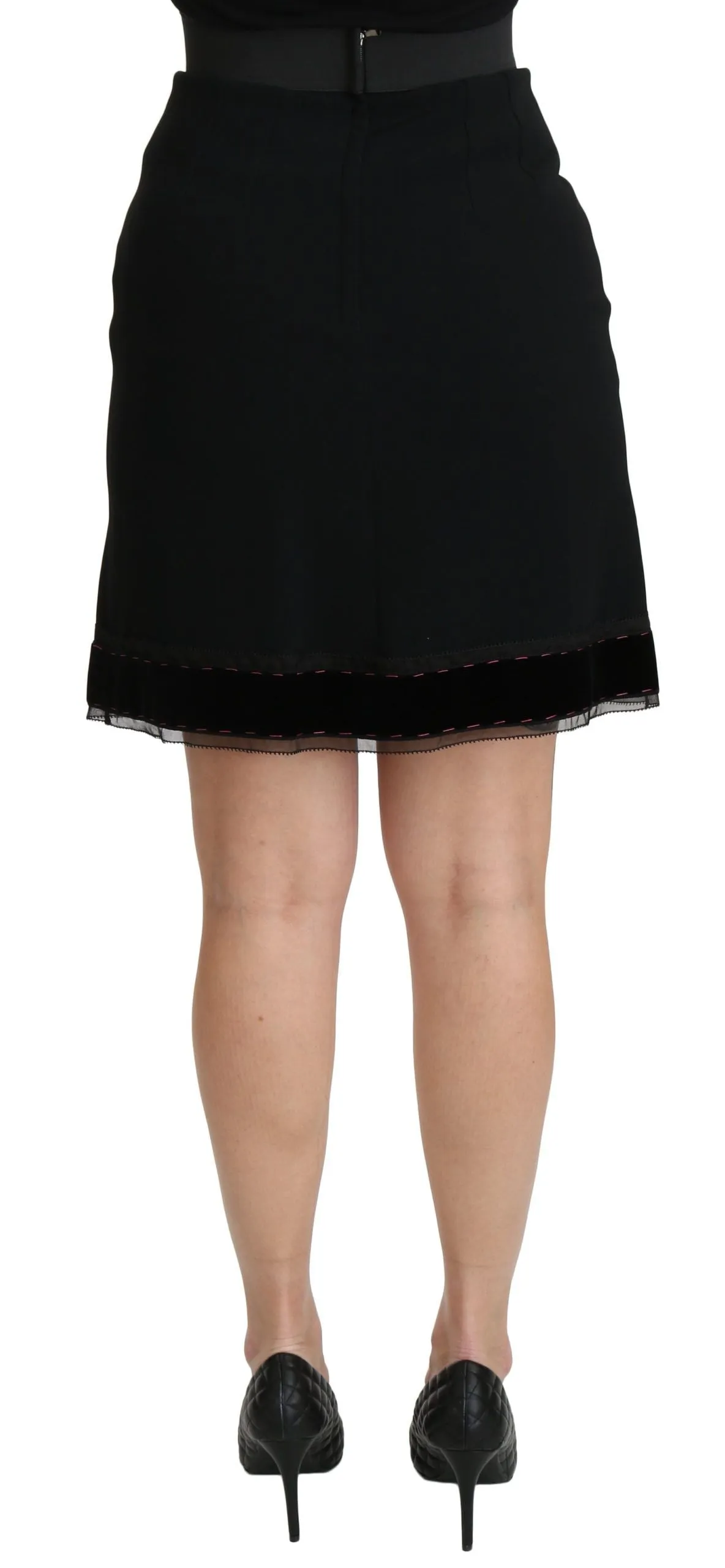 Black A-line High Waist Mini Viscose Skirt sold by Lord & Taylor product image thumbnail 2
