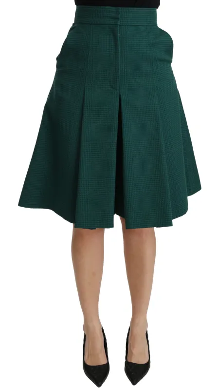 Green Pleated A-line High Waist Cotton  Skirt sold by Lord & Taylor