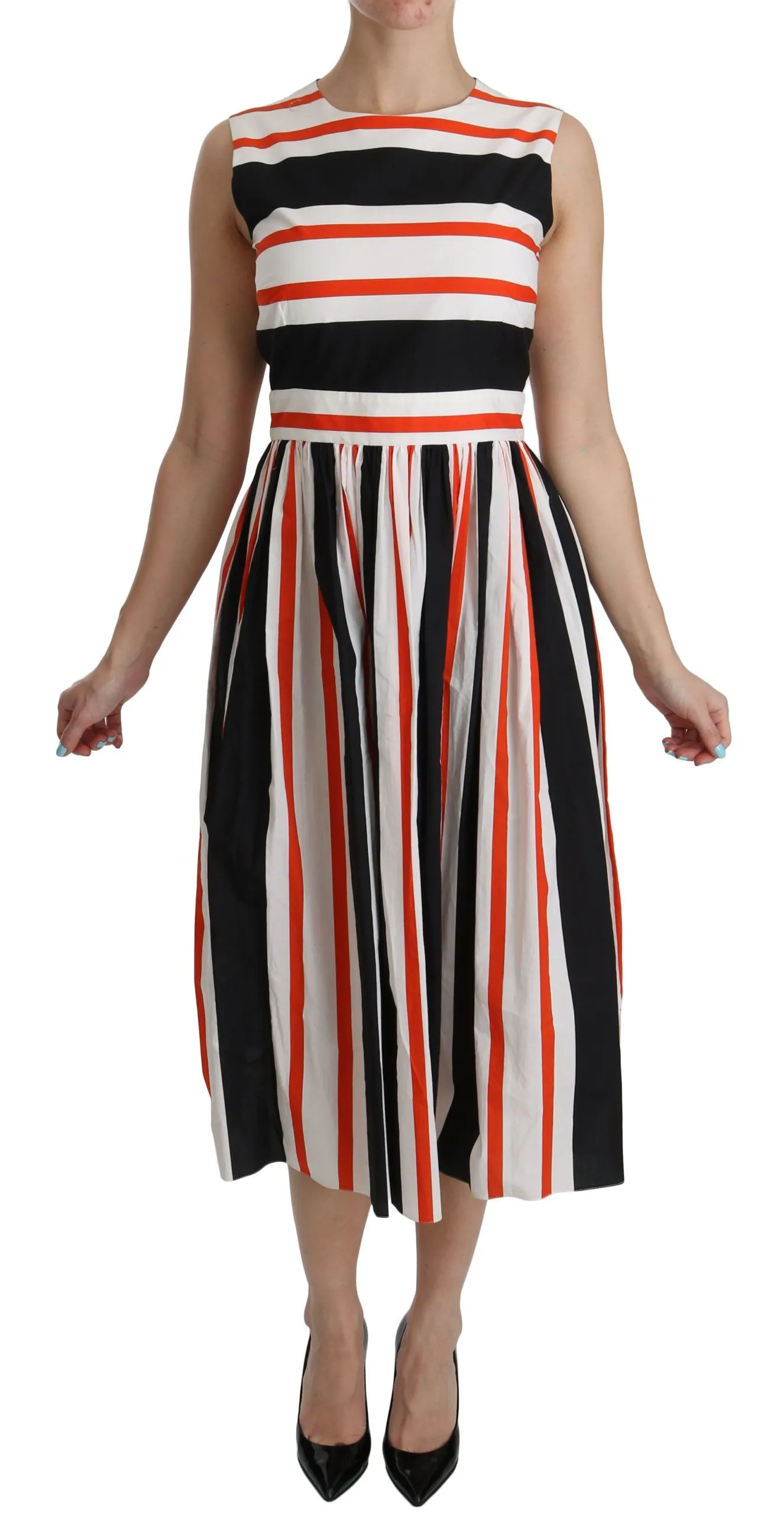 Multicolor Stripes A-Line Pleated Midi Dress sold by Lord & Taylor