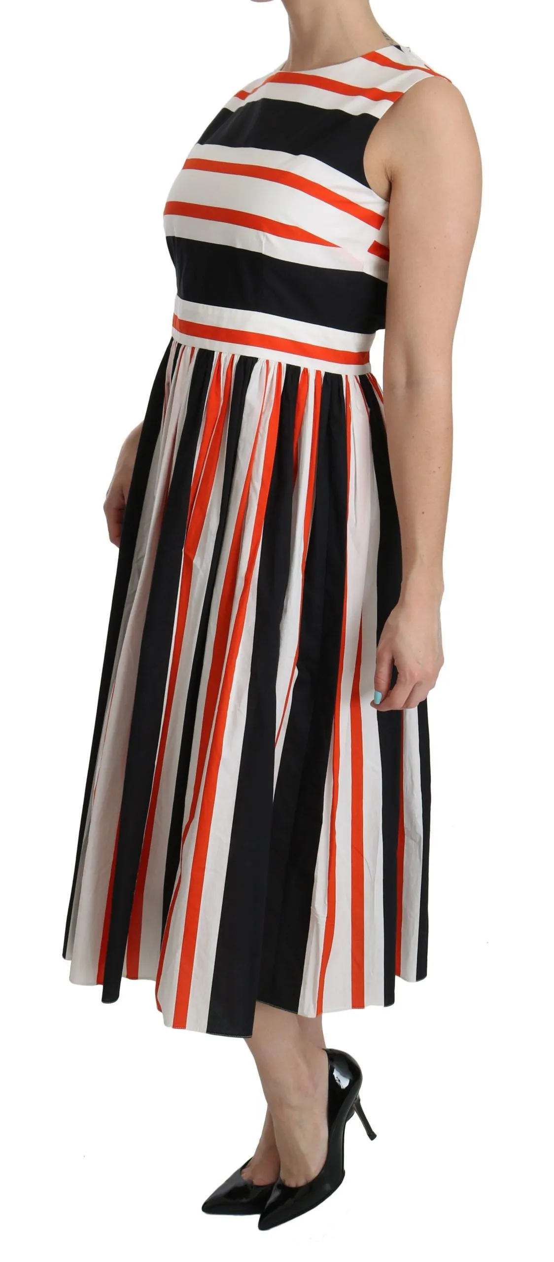 Multicolor Stripes A-Line Pleated Midi Dress sold by Lord & Taylor product image thumbnail 5