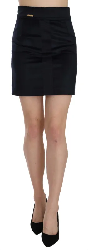 Blue Cotton Blend High Waist A-line Mini Skirt sold by Lord & Taylor