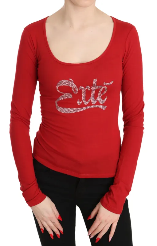 Red Exte Crystal Embellished Long Sleeve Top Blouse sold by Lord & Taylor
