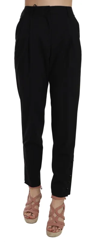 Black Button Pleated Tapered Trouser Pants sold by Lord & Taylor