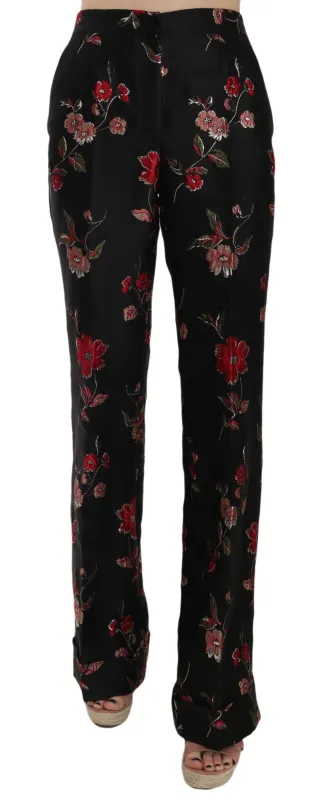 Floral Print Black Boot Cut Trouser Pants sold by Lord & Taylor