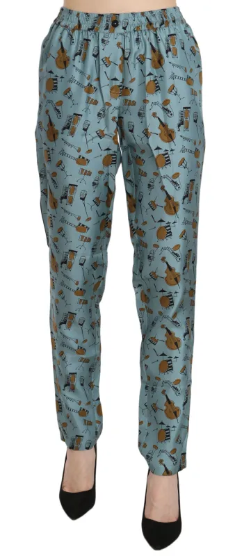 Blue Musical Instruments Print Tapered Pants sold by Lord & Taylor