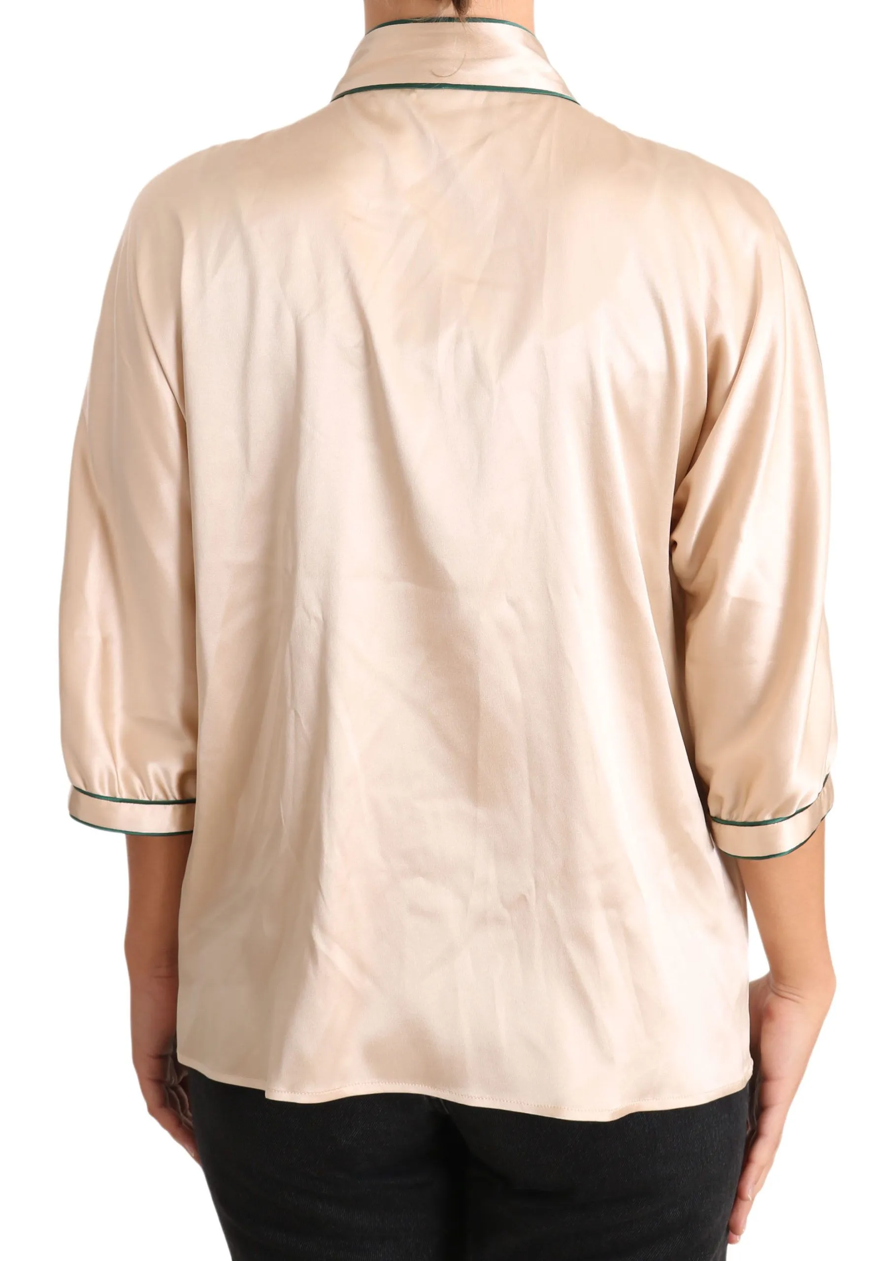 Beige Ribbon Silk Stretch Top Blouse sold by Lord & Taylor product image thumbnail 4