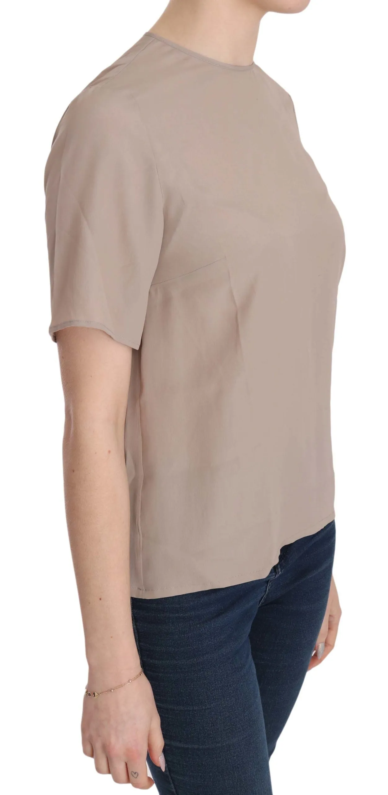 Beige Crew Neck Short Sleeve Blouse sold by Lord & Taylor product image thumbnail 4