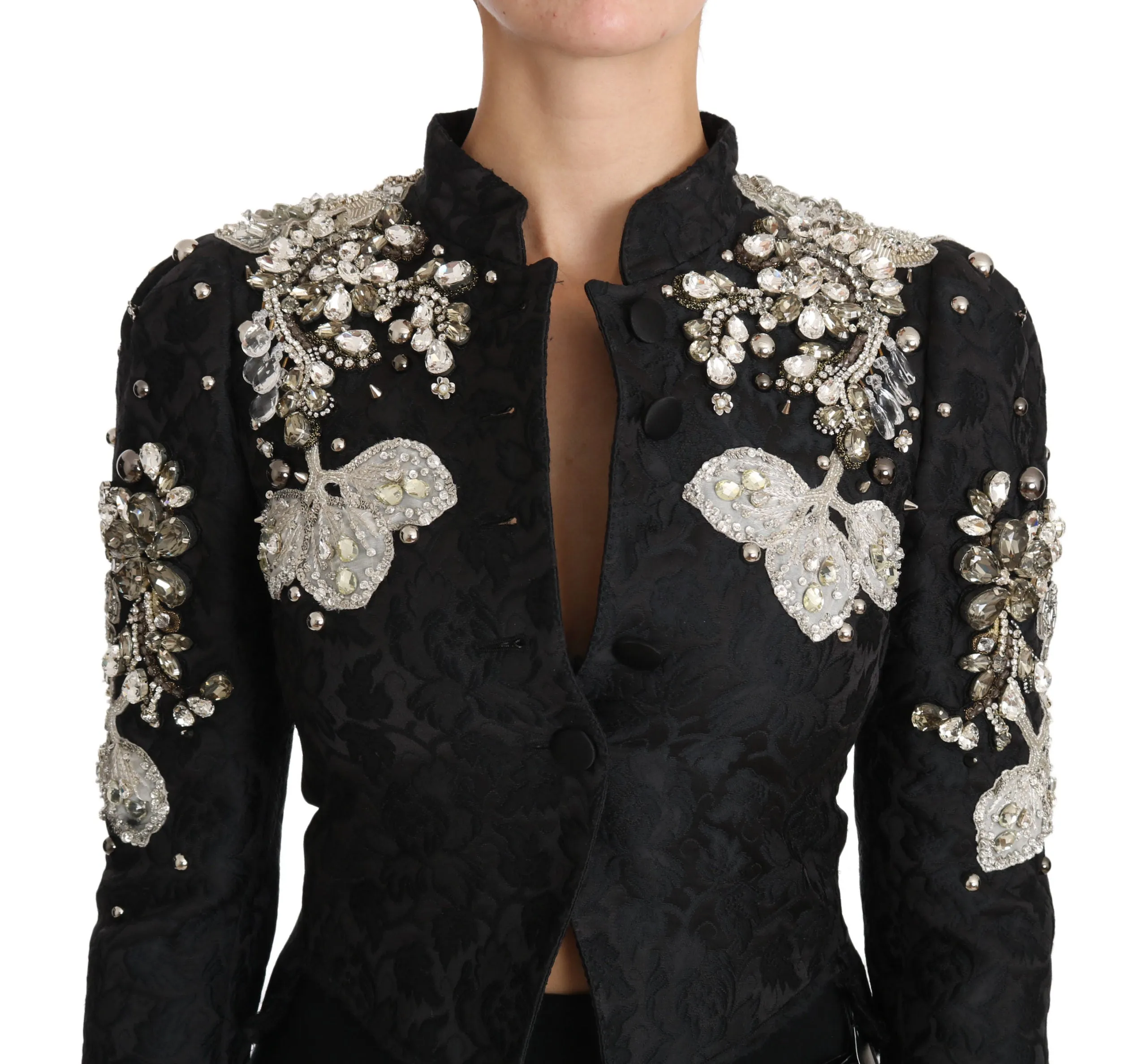 Black Jacquard Crystal Floral Jacket sold by Lord & Taylor product image thumbnail 3