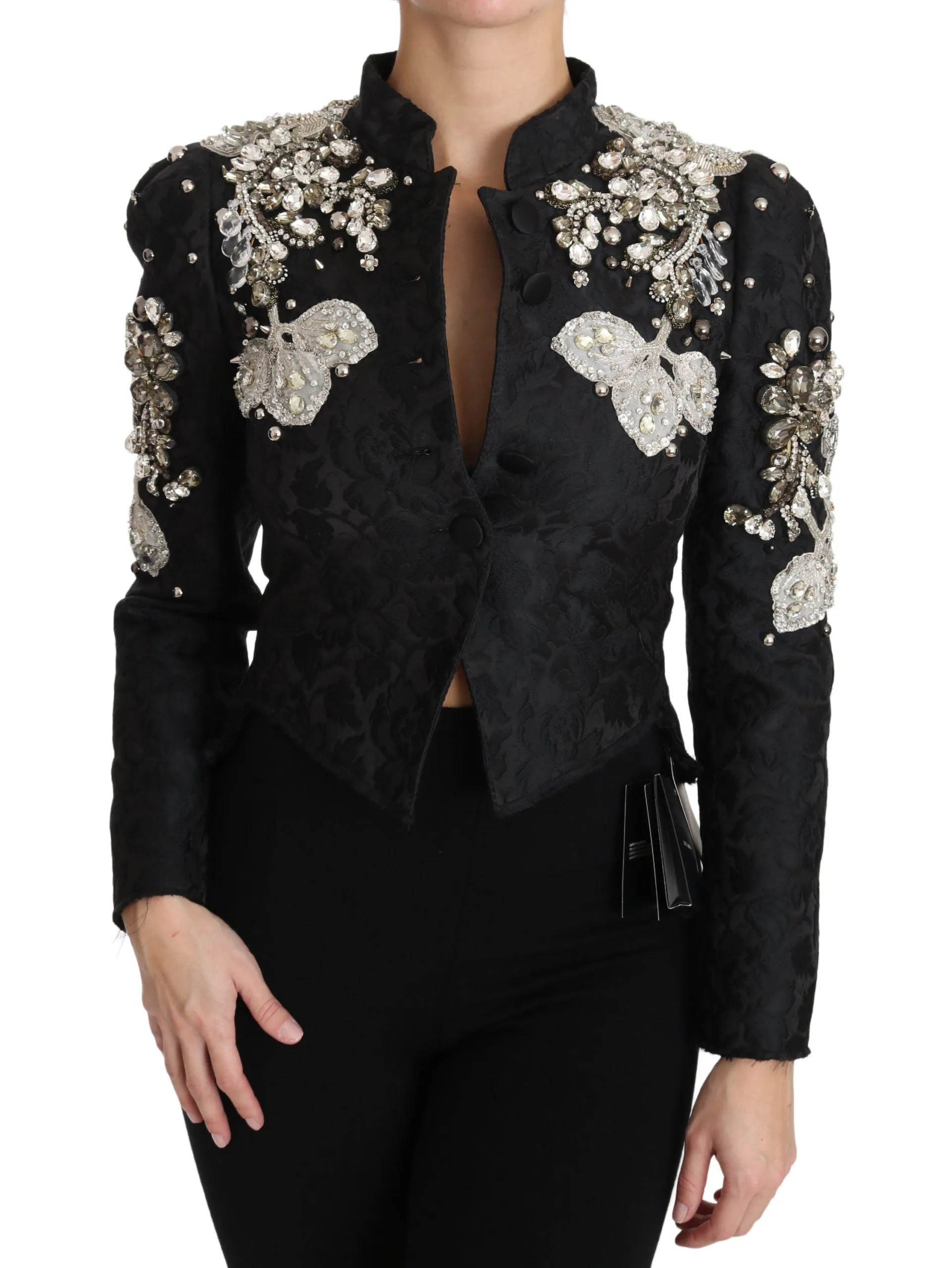 Black Jacquard Crystal Floral Jacket sold by Lord & Taylor product image thumbnail 4