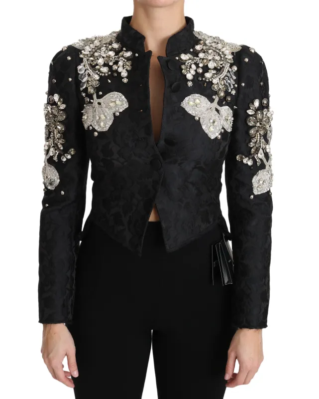 Black Jacquard Crystal Floral Jacket sold by Lord & Taylor