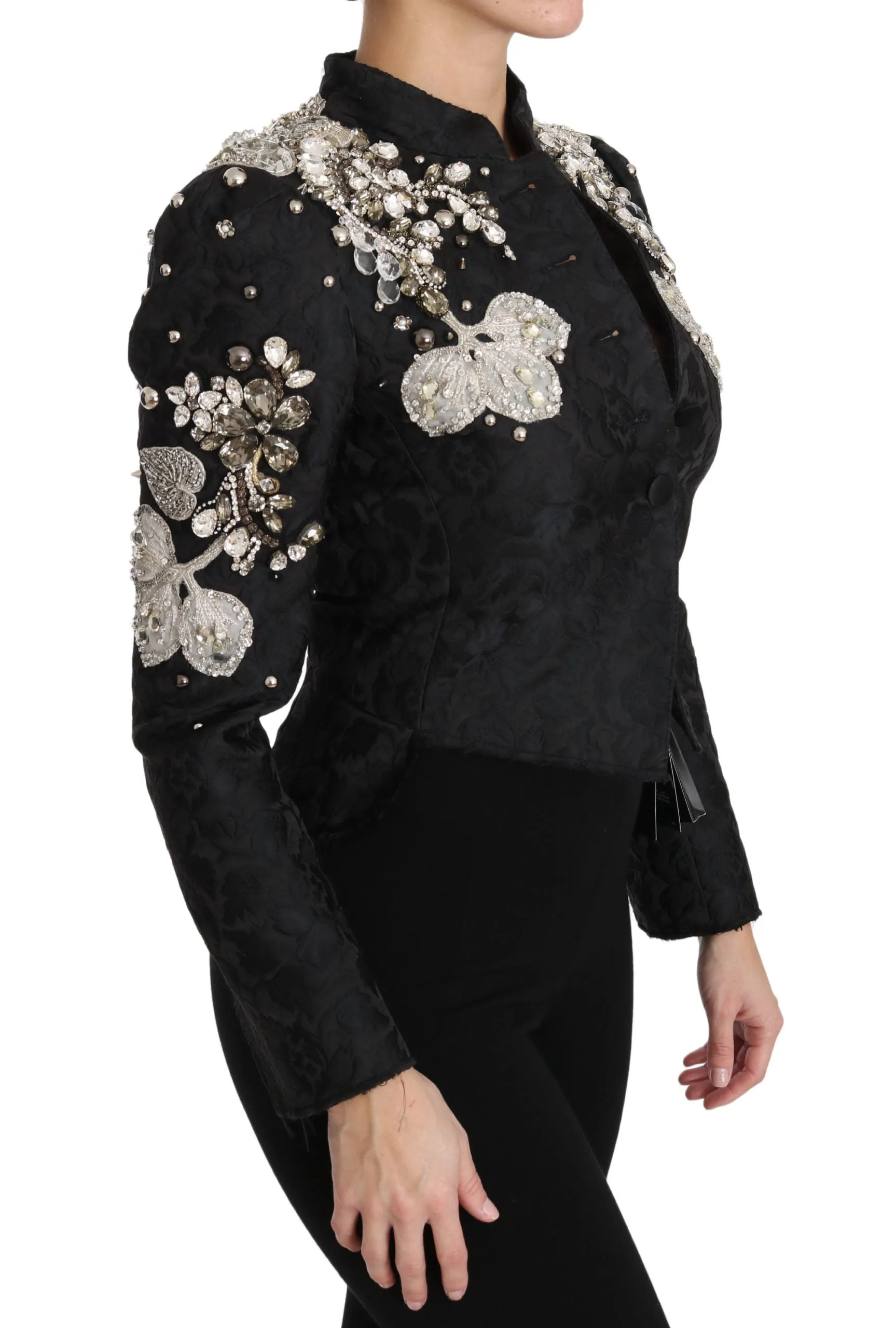Black Jacquard Crystal Floral Jacket sold by Lord & Taylor product image thumbnail 5