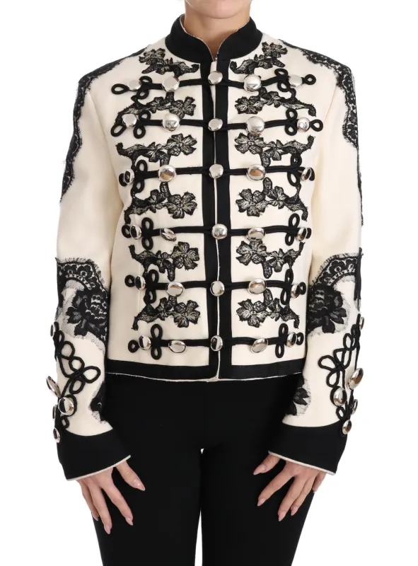 White Wool Black Floral Baroque Jacket sold by Lord & Taylor