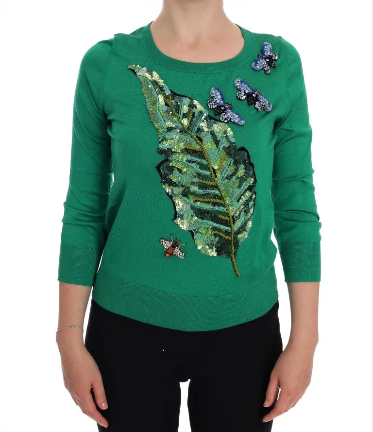 Green Silk Crystal Banana Sweater sold by Lord & Taylor