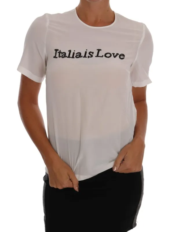 White Silk ITALIA IS LOVE Blouse T-shirt sold by Lord & Taylor