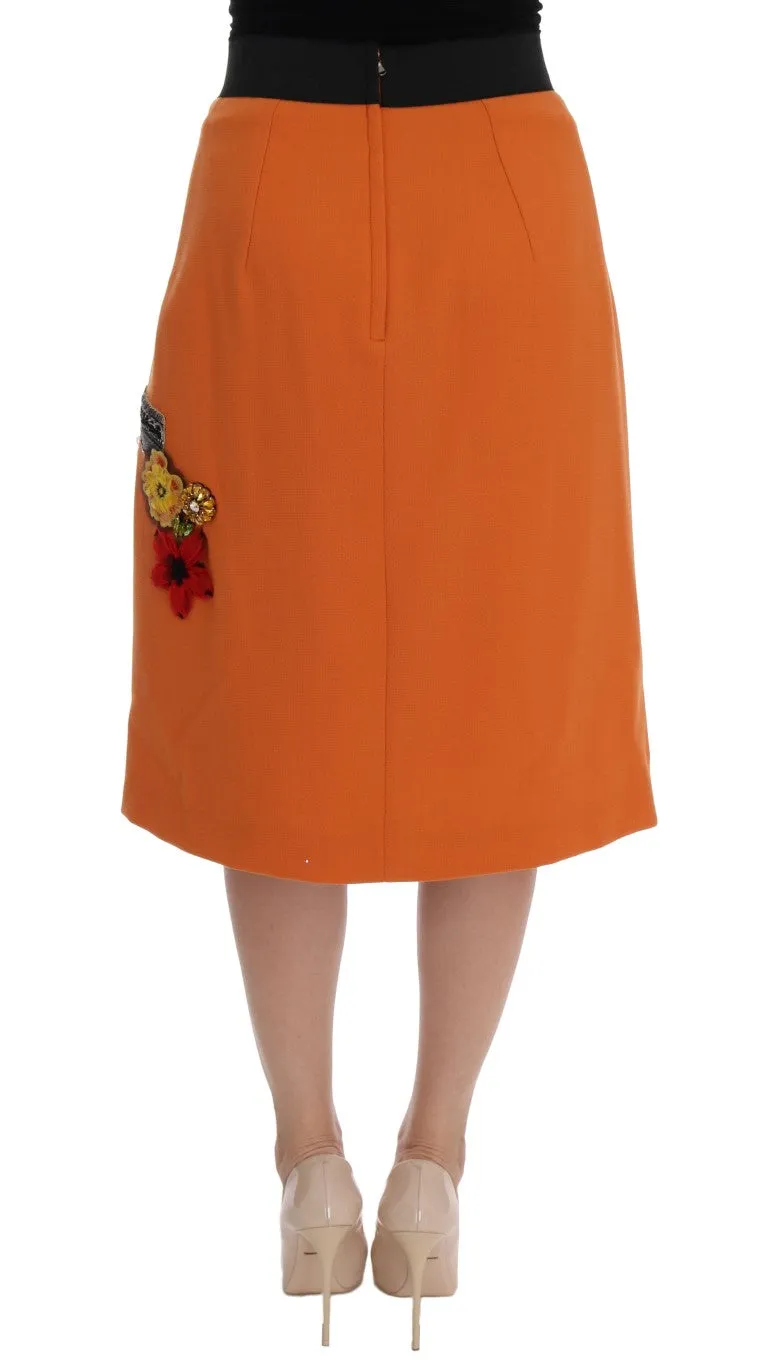 Orange Wool Crystal Sequin Appliques Skirt sold by Lord & Taylor product image thumbnail 3
