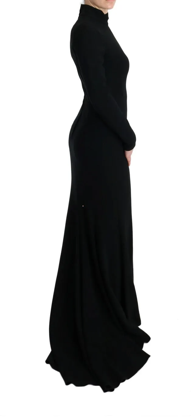 Black Stretch Long Gown Sheath Dress sold by Lord & Taylor product image thumbnail 4