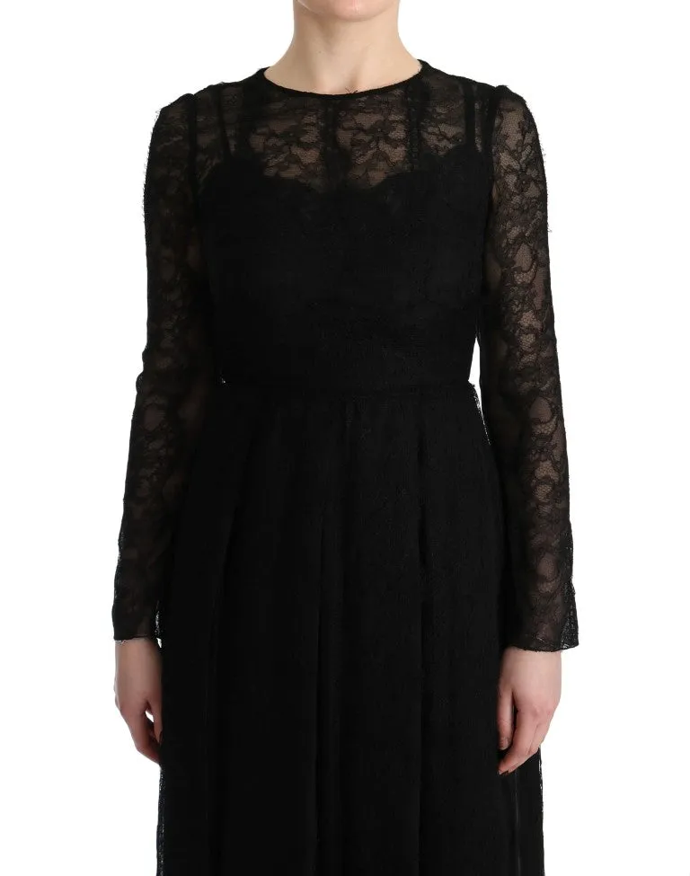 Black Floral Lace Sheath Silk Dress sold by Lord & Taylor product image thumbnail 5