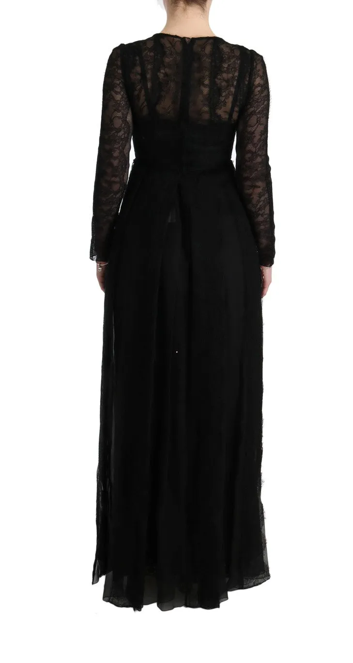 Black Floral Lace Sheath Silk Dress sold by Lord & Taylor product image thumbnail 3