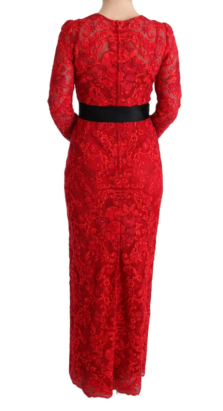 Red Floral Ricamo Sheath Long Dress sold by Lord & Taylor product image thumbnail 3