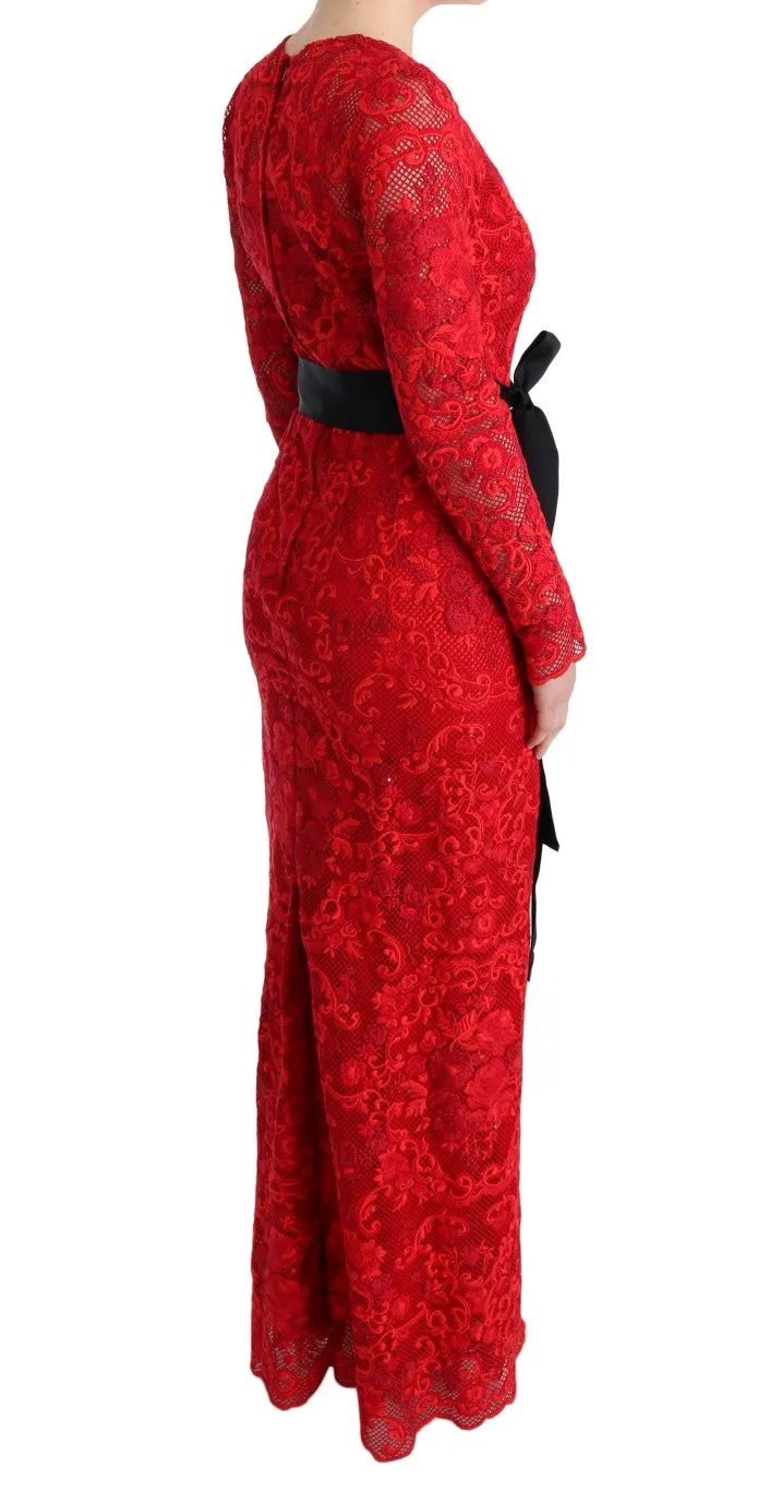 Red Floral Ricamo Sheath Long Dress sold by Lord & Taylor product image thumbnail 4