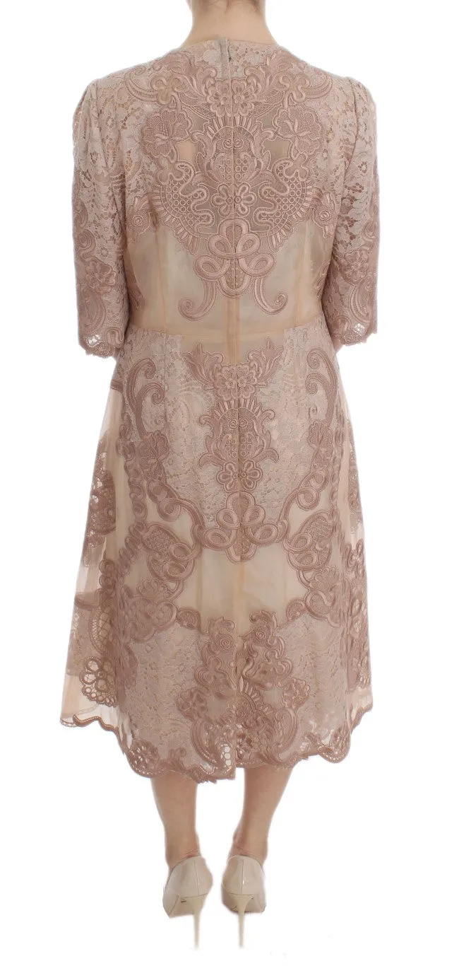Pink Silk Lace Ricamo Shift Gown Dress sold by Lord & Taylor product image thumbnail 3