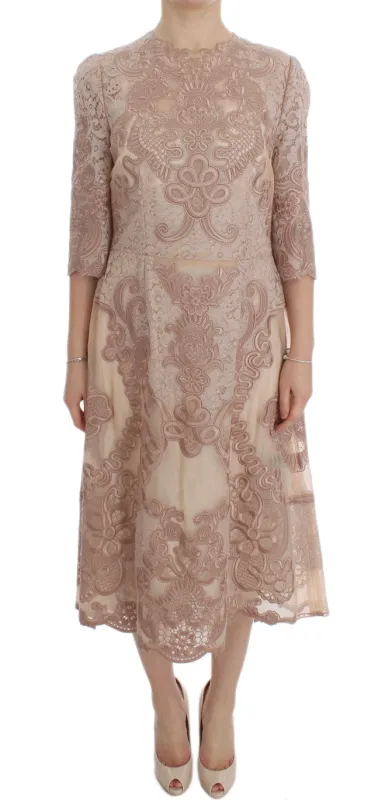 Pink Silk Lace Ricamo Shift Gown Dress sold by Lord & Taylor