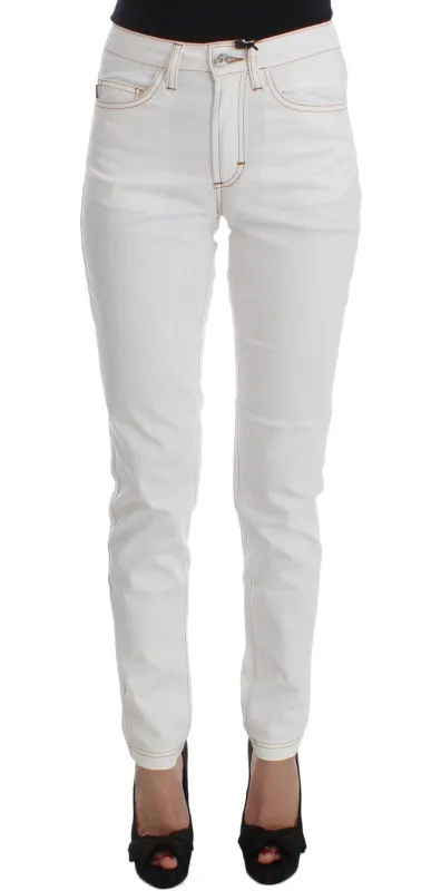 White Cotton Blend Slim Fit Jeans made by Lord & Taylor