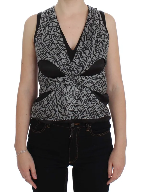 Gray Black Silk Blouse Top sold by Lord & Taylor
