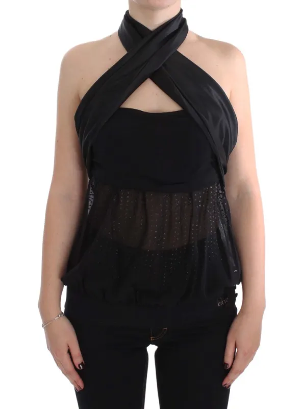 Black Neck Wrap Top Blouse sold by Lord & Taylor