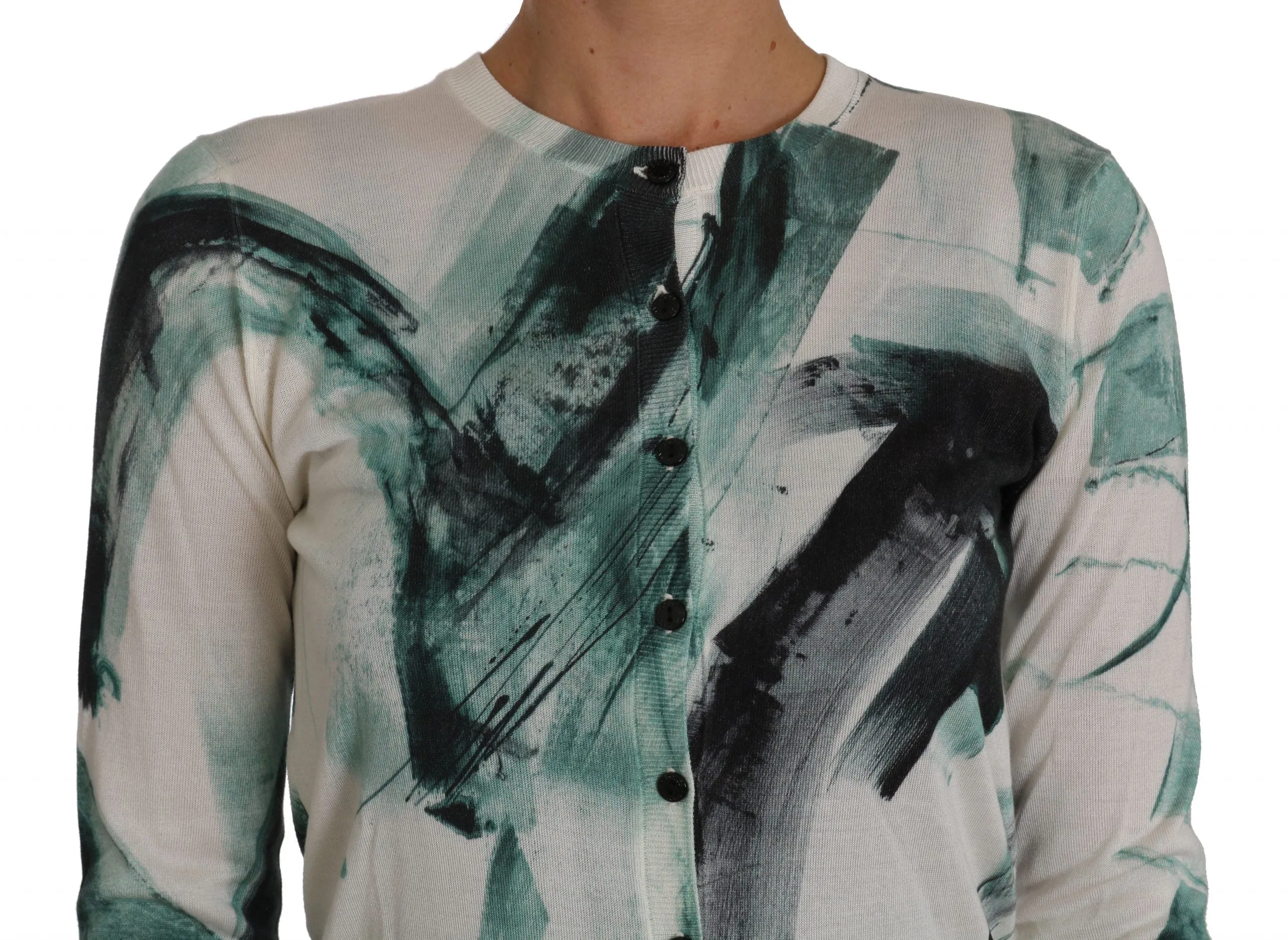 White Silk Cardigan Lightweight Paint Stroke Sweater sold by Lord & Taylor product image thumbnail 3
