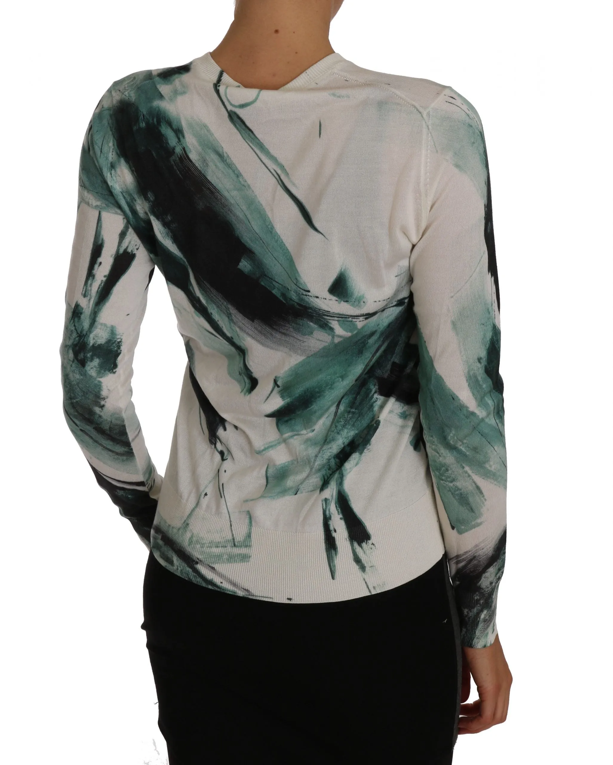 White Silk Cardigan Lightweight Paint Stroke Sweater sold by Lord & Taylor product image thumbnail 2