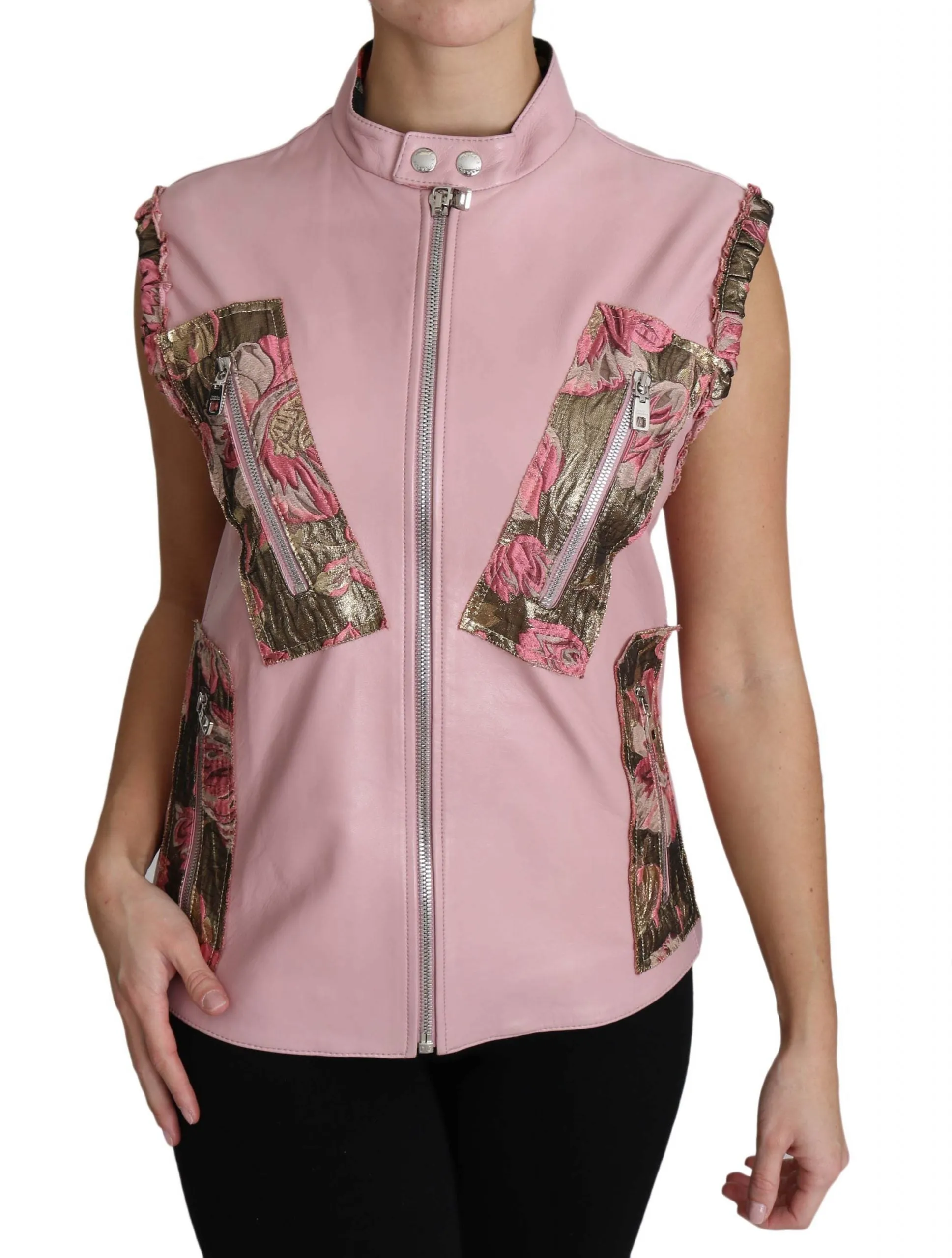 Pink Zippered Lamb Sleeveless Vest Leather Jacket sold by Lord & Taylor product image thumbnail 4