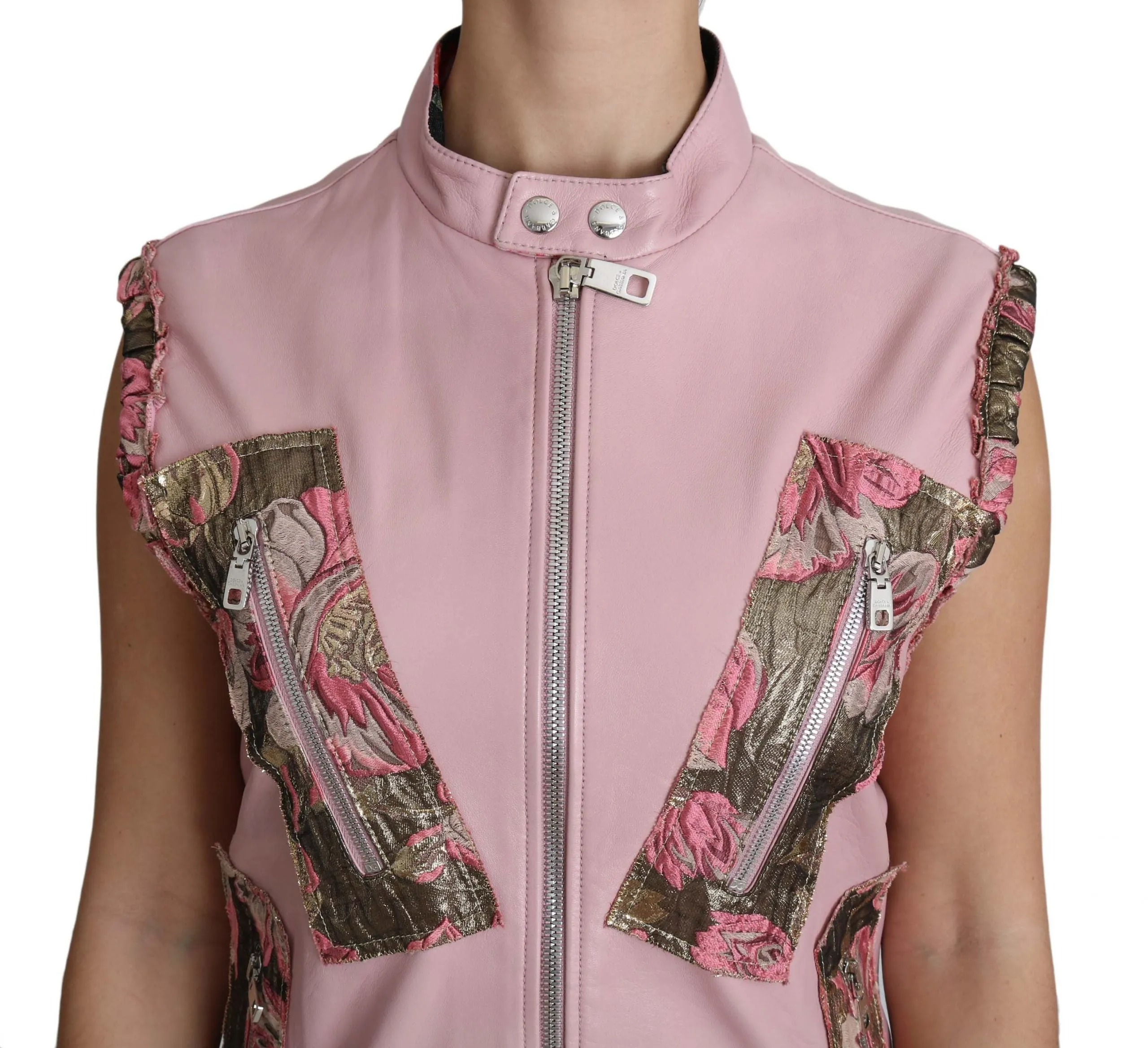Pink Zippered Lamb Sleeveless Vest Leather Jacket sold by Lord & Taylor product image thumbnail 5