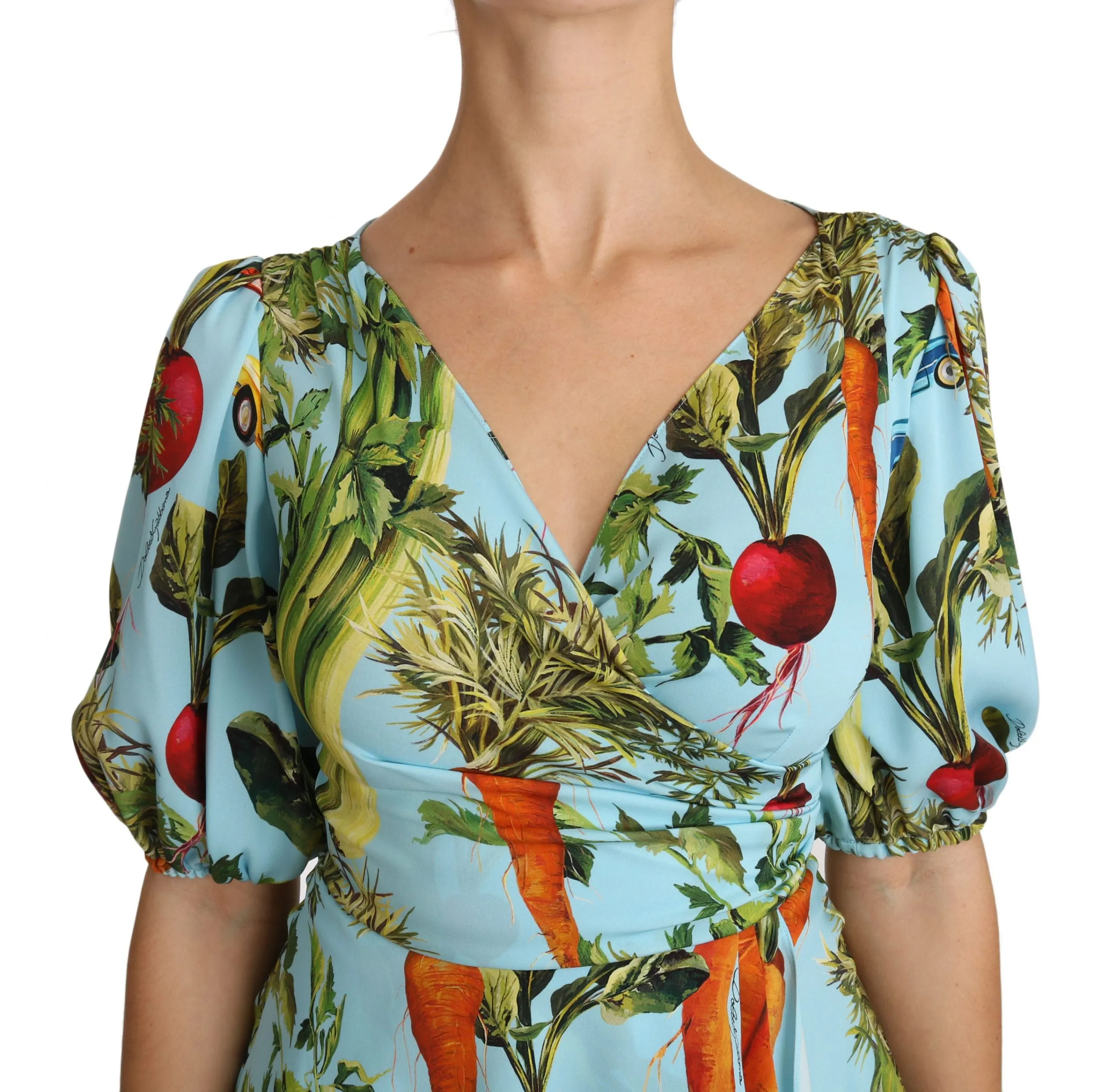 Multicolor Vegetable Print Silk Top Peplum Wrap Blouse sold by Lord & Taylor product image thumbnail 4
