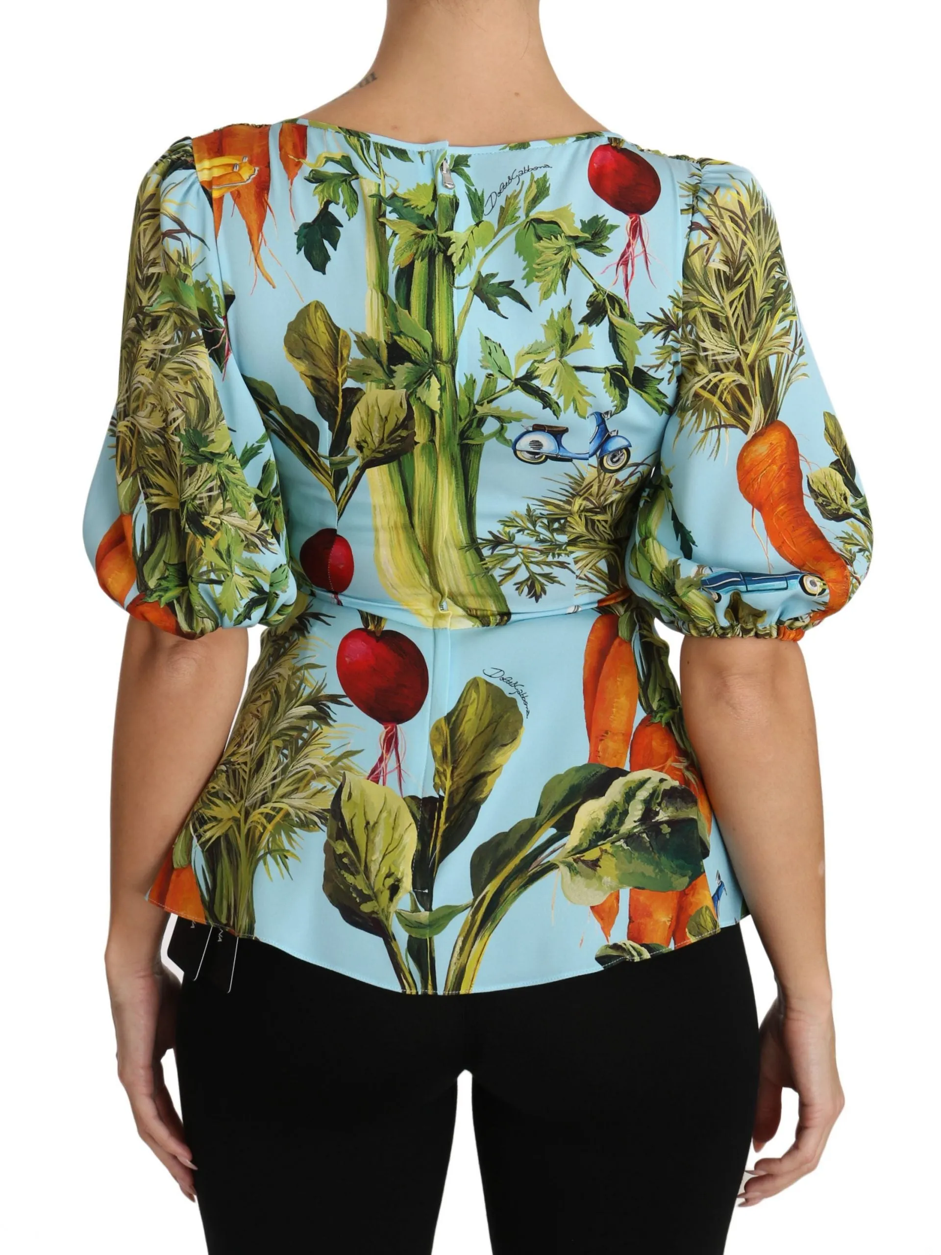 Multicolor Vegetable Print Silk Top Peplum Wrap Blouse sold by Lord & Taylor product image thumbnail 3
